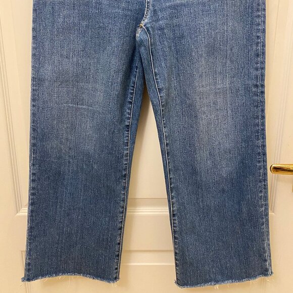 Madewell Women Slim Wide-Leg Crop Jeans Fray Hems Medium Blue Wash Size 27 - Picture 3 of 10